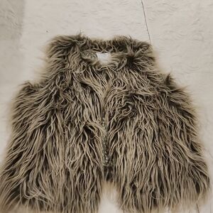 Guess Kids Shaggy Faux Fur Vest - Brown
